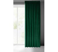 Eurofirany Madlen Cortina de Terciopelo, Cortina de Terciopelo, con Cinta Plisada, 1 Unidad, Suave, Elegante, Lisa, Monocolor, Moderna, clásica, para salón, Dormitorio, 140 x 300 cm, Verde