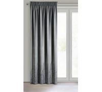 Eurofirany MIRELA Cortina de terciopelo, cortina de terciopelo, con cinta fruncida, 1 pieza, patrón dorado, oscurecimiento, glamour, elegante cortina para sala de estar, dormitorio, 140 x 270 cm, gris