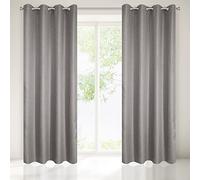 Eurofirany Ösenvorhang Jack Plateado 140x250 Cortina Lisa con Ojales, Poliéster, Tamaños Especiales, 250 x 140 x 1 cm