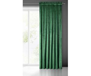 Eurofirany Pierre Cortina de Terciopelo con Cinta de Cortina - 1 Pz. Cortina Termicas Aislantes Visillo de Ventana Opaca para Dormitorio Salón Privacidad, 215 g/m², 140x300 cm, Verde Oscuro