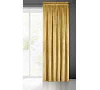 Eurofirany Pierre Cortina de Terciopelo con Cinta de Cortina - 1 Pz. Cortina Termicas Aislantes Visillo de Ventana Opaca para Dormitorio Salón Privacidad, 215 g/m², 140x300 cm, Amarillo Mostaza