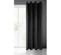 Eurofirany Pierre Cortina de Terciopelo con Ojales - 1 Pz. Cortina Termicas Aislantes Visillo de Ventana Opaca para Dormitorio Salón Privacidad, 215 g/m², 140x250 cm, Negro