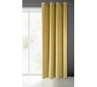 Eurofirany Pierre Cortina de Terciopelo con Ojales - 1 Pz. Cortina Termicas Aislantes Visillo de Ventana Opaca para Dormitorio Salón Privacidad, 215 g/m², 140x250 cm, Amarillo Mostaza