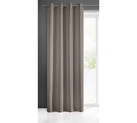 Eurofirany Rita Cortina Lisa y Simple - 8 Ojales, Moderna, Dormitorio, salón, habitación Infantil, 1 Pieza, poliéster, marrón Claro, H250 x B140 cm (1er Pack)