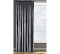 Eurofirany Rosa Cortina Opaca Terciopelo con Cinta de Cortina - 1 Unidad, Panel, Suave, Drapeado, Clásico, Elegante, Salón, Dormitorio, 200 g/m², 135x300 cm, Gris Graphito