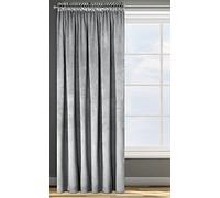 Eurofirany Rosa Cortina Opaca Terciopelo con Cinta de Cortina - 1 Unidad, Panel, Suave, Drapeado, Clásico, Elegante, Salón, Dormitorio, 200 g/m², 135x300 cm, Gris