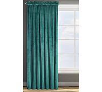 Eurofirany Rosa Cortina Opaca Terciopelo con Cinta de Cortina - 1 Unidad, Panel, Suave, Drapeado, Clásico, Elegante, Salón, Dormitorio, 200 g/m², 140x270 cm, Turquesa Oscura