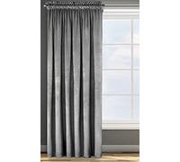 Eurofirany Rosa Cortina Opaca Terciopelo con Cinta de Cortina - 1 Unidad, Panel, Suave, Drapeado, Clásico, Elegante, Salón, Dormitorio, 200 g/m², 140x270 cm, Gris Acero