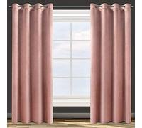 Eurofirany Rosa Cortina Opaca Terciopelo con Ojales - 1 Unidad, Panel, Suave, Drapeado, Clásico, Elegante, Salón, Dormitorio, 200 g/m², 140x250 cm, Rosa Oscuro