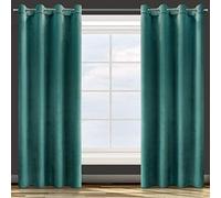 Eurofirany Rosa Cortina Opaca Terciopelo con Ojales - 1 Unidad, Panel, Suave, Drapeado, Clásico, Elegante, Salón, Dormitorio, 200 g/m², 140x250 cm, Turquesa Oscura