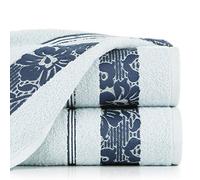 Eurofirany Sylwia - Juego de 6 Toallas de algodón con Cenefa Jacquard y Flores, Color Azul, 50 x 90 cm