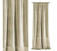 Eurofirany Velvet Beige - Cortina de Terciopelo con pasadores (290 g/m2, 140 x 270 cm) Tejido Grueso, Opaco, Suave, Moderno, para salón, Dormitorio