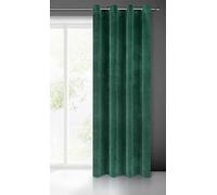 Eurofirany Villa Cortina Opaca Terciopelo con Ojales - 1 Unidad, Panel, Suave, Clásico, Elegante, Salón, Dormitorio, Gruesa 290 g/m², 140x250 cm, Verde Oscuro