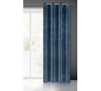 Eurofirany Villa Cortina Opaca Terciopelo con Ojales - 1 Unidad, Panel, Suave, Clásico, Elegante, Salón, Dormitorio, Gruesa 290 g/m², 140x250 cm, Azul Oscuro
