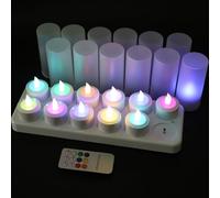 EuroFone 12pcs LED candelita Velas recargable sostenedor de vela de la estación de carga (Multicolor with remote)