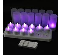 EuroFone 12pcs LED candelita Velas Recargable Sostenedor de Vela de la Estación de Carga (Purple with remote)