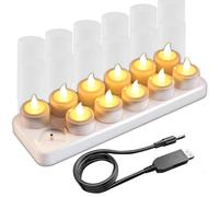 EuroFone 12pcs LED candelita Velas recargable sostenedor de vela de la estación de carga (Yellow)