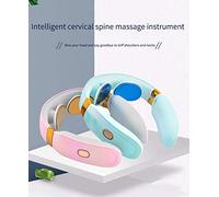 EuroFone masajeador de cuello de pulso inteligente, compresa térmica de temperatura constante, control de teléfono móvil, 6 tipos de técnicas de masaje analógicas, masajeador de cuello portátil (rosa)