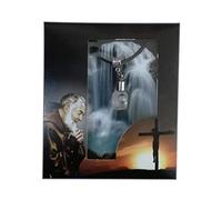 Eurofusioni Agua Bendita Padre Pio de Pietrelcina - Vial de vidrio colgante con collar - Colgante: h 3.7 cm
