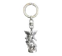Eurofusioni Llavero chapeada plata San Miguel Arcángel - Estatuilla h 3,7 cm