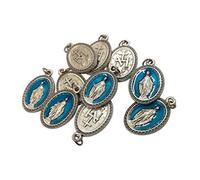 Eurofusioni Medalla chapeada plata azul Virgen Milagrosa - h 2,5 cm - 10 piezas