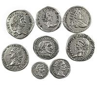 Eurofusioni Monedas Romanas Antiguas chapadas en Plata - Reproducción Hecha a Mano 8 Piezas