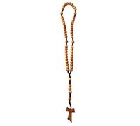 Eurofusioni Rosario franciscano religioso católico mujer y hombre - Cruz y Collar de cuentas de madera de olivo