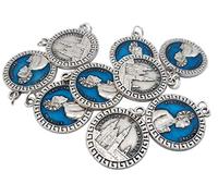 Eurofusioni Santiago Apóstol y Catedral de Compostela Medalla Colgante chapeada plata - 10 medallas Souvenir Peregrinos camino - Charm h 2,4 cm