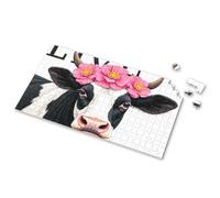 Eurographics Puzzles - Rompecabezas de 1000 piezas con diseño de vaca adornada con flores rosas, libros de rompecabezas para adultos, regalos de Pascua para niños pequeños (1000 piezas)