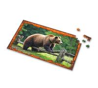 Eurographics Puzzles - Rompecabezas de 1000 piezas, un oso marrón de pie en una valla de madera. Rompecabezas de imágenes para adultos, regalos de Pascua para niños pequeños (1000 piezas)
