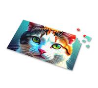 Eurographics - Rompecabezas de 1000 piezas, una cara de gato colorida y estilizada con ojos verdes vibrantes. Rompecabezas de imágenes para adultos, regalos de Pascua para niños pequeños (1000 piezas)