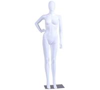Eurohandisplay FC-11W Maniquí mujer blanco mate sin cara brazos y cabeza giratorio 360 grados maniquí femenino Egghead (Mujer)