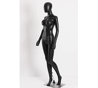 Eurohandisplay Maniquí femenino SLF2-Black negro mate sin cara, brazos y cabeza giratoria 360 grados, gran pecho (negro)