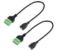 euroharry 2 Piezas 30 cm 5 Pines USB 2,0 conexión de Enchufe Tornillo Bloque de terminales Abrazaderas blindadas Adaptador enchufable
