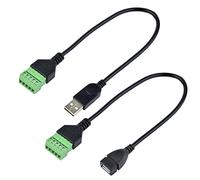 euroharry 2 uds 30cm USB 2.0 (1 Enchufe + 1 Enchufe) conexión de 5 Pines Bloque de terminales de Tornillo terminales de protección de Tornillo Adaptador enchufable