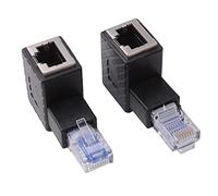 euroharry - Adaptador Ethernet de 90 Grados, bajo + Codo Superior, RJ45 Macho a Hembra, Adaptador, blindado, conexión de Red Compatible con Cat5 Cat6