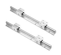 euroharry Lot de 2 guías lineales SBR20 - 1500 mm - Con 4 bloques de rodamiento SBR20UU - Para impresora 3D - CNC - En acero con alto contenido de carbono - Cromado (2 x 1500 mm, SBR20)