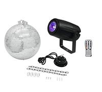 Eurolite 20000562 - Bola de Espejo con Motor y LED Pinspot, con 5 W - 4 en 1, Rgbw, 30 cm, Color Negro