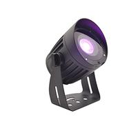 EUROLITE Foco LED para exteriores de 15 W, RGBW, con estaca, resistente a la intemperie (IP65) con LED de 15 W, incluye mando a distancia por infrarrojos, filtro anticongelante y estaca