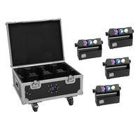 EUROLITE Juego de 4 cajas de luces AKKU MBT-3 MK2 + Flightcase with wheels and charging function