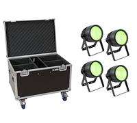 EUROLITE Juego de 4 LED Theatre COB 200 RGB+WW + Estuche con ruedas