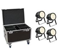 EUROLITE Juego de 4 LED Theatre COB 200 WW + Maletín con ruedas