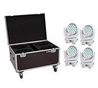 EUROLITE Juego de 4 LED TMH-X4 Moving-Head Wash Zoom ws + Case with Wheels