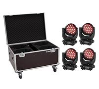 EUROLITE Juego de 4 luces LED TMH-X4 con zoom de lavado de cabeza móvil + funda
