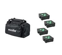 EUROLITE Juego de 4 luces planas AKKU IP 3 bk + bolsa blanda
