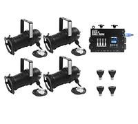 EUROLITE Juego de 4 unidades PAR-20 Spot BK Dim2Warm + EDX-4 DMX RDM LED Dimmer Pack