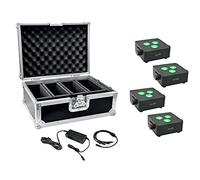 EUROLITE Set 4x AKKU IP Flat Light 3 sw + Ladenetzteil + Case (20000858) marca Eurolite
