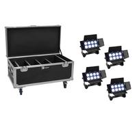 EUROLITE Set 4x AKKU Multiflood IP 8x10W RGBW Wash CRMX + Case mit Ladefunktion (20000999)