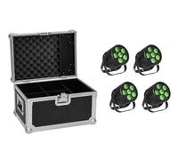 EUROLITE Set 4x LED Silent PAR 6 Q loor SW + Case