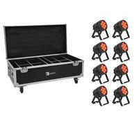 EUROLITE Set 8x AKKU IP PAR 7 Q RMX MK2 + Case mit Ladefunktion (20001008)